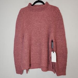 NWT Nordstrom Leith Pink Mauve Chunky Knit Mock Neck Sweater Women's Size 1X